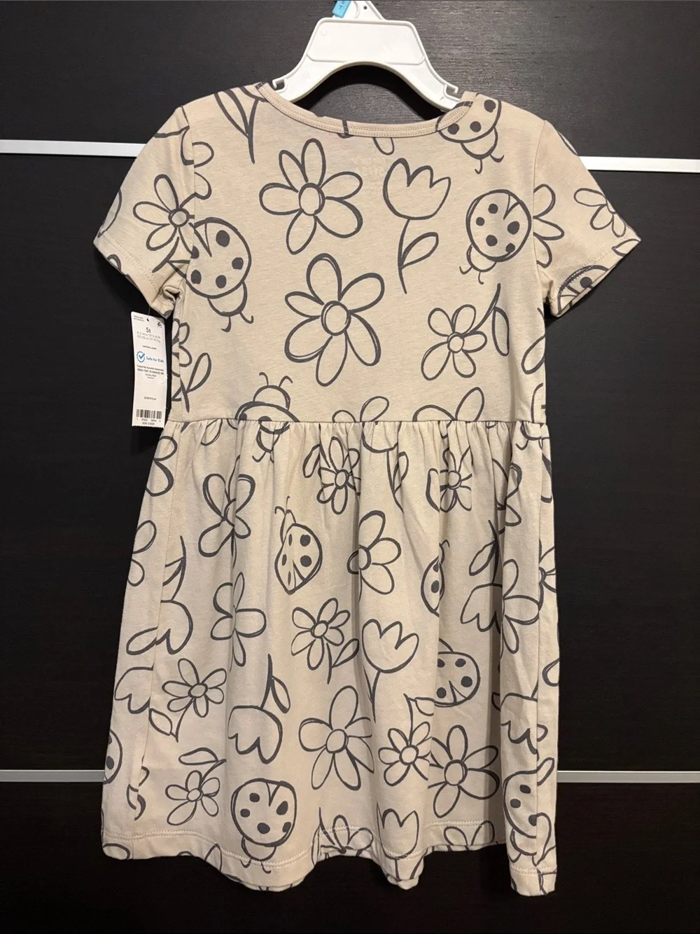 Carter's Toddler Girl's Floral Butterfly Short Sleeve Dress in Tan